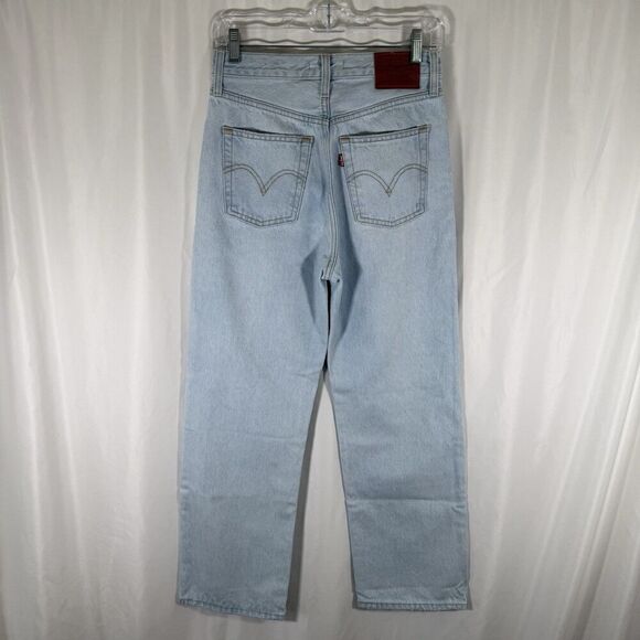 Levis Ribcage Straight Ankle Jeans Women's 26 Light Wash Blue Denim Button Fly - Picture 6 of 15
